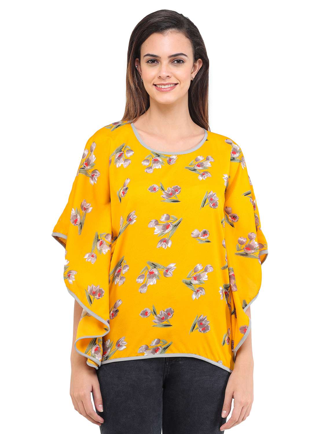 women's ruffle round neck top