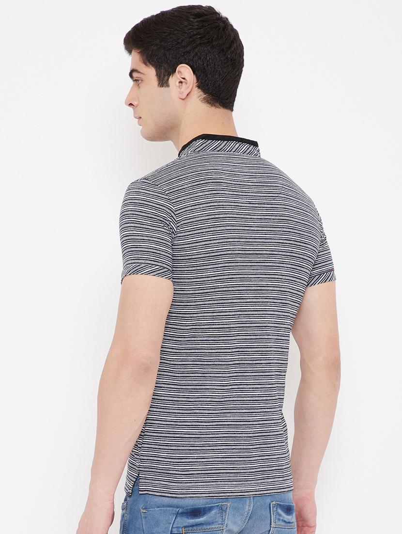 black striped collared t-shirt - 17784936 - Standard Image - 2