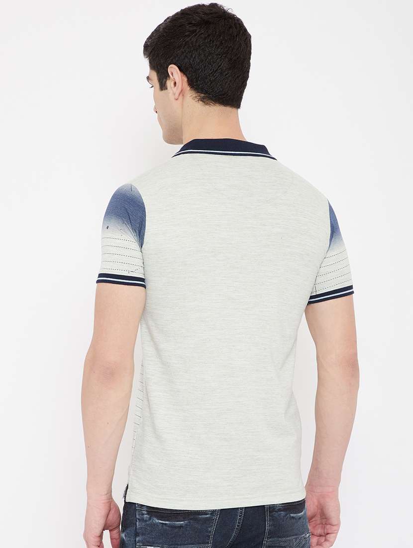 grey striped polo t-shirt - 17784947 -  Standard Image - 2