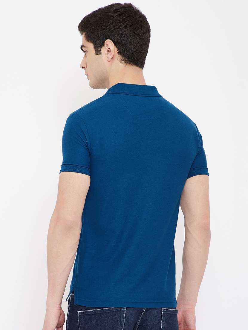 blue solid polo t-shirt - 17784949 - Standard Image - 2