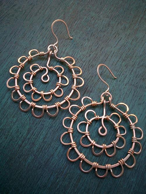 copper color copper drop earring - 17785315 - Standard Image - 0