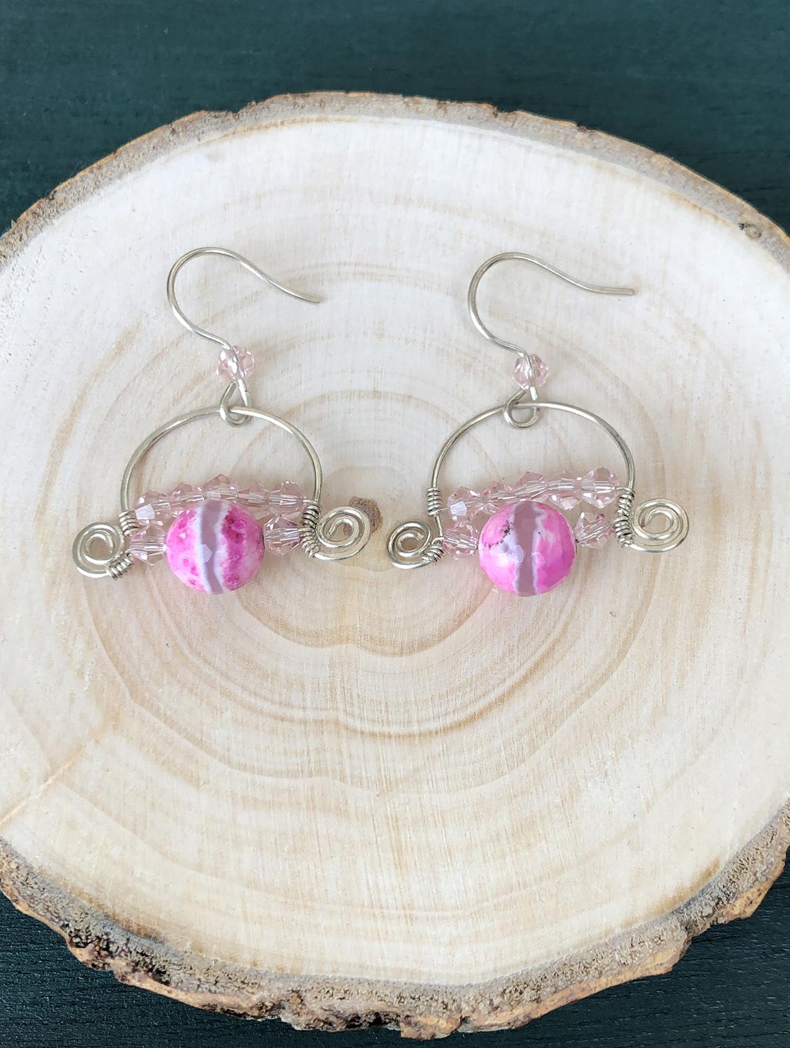 pink copper drop earring - 17785317 - Zoom Image - 0