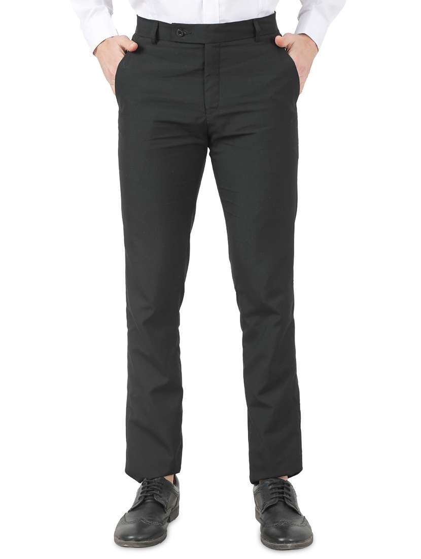 black textured flat front formal trouser