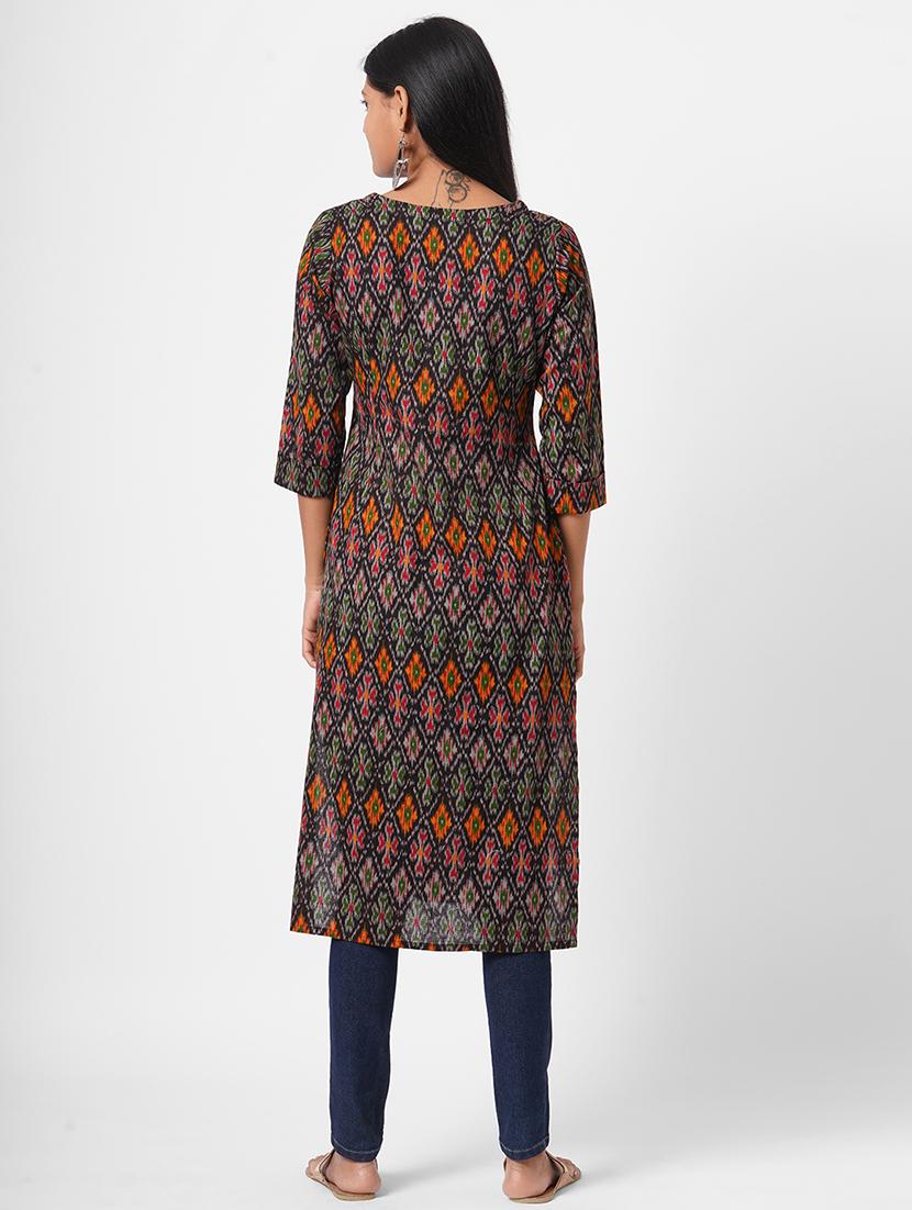 ikat printed straight kurta - 17785770 - Standard Image - 2