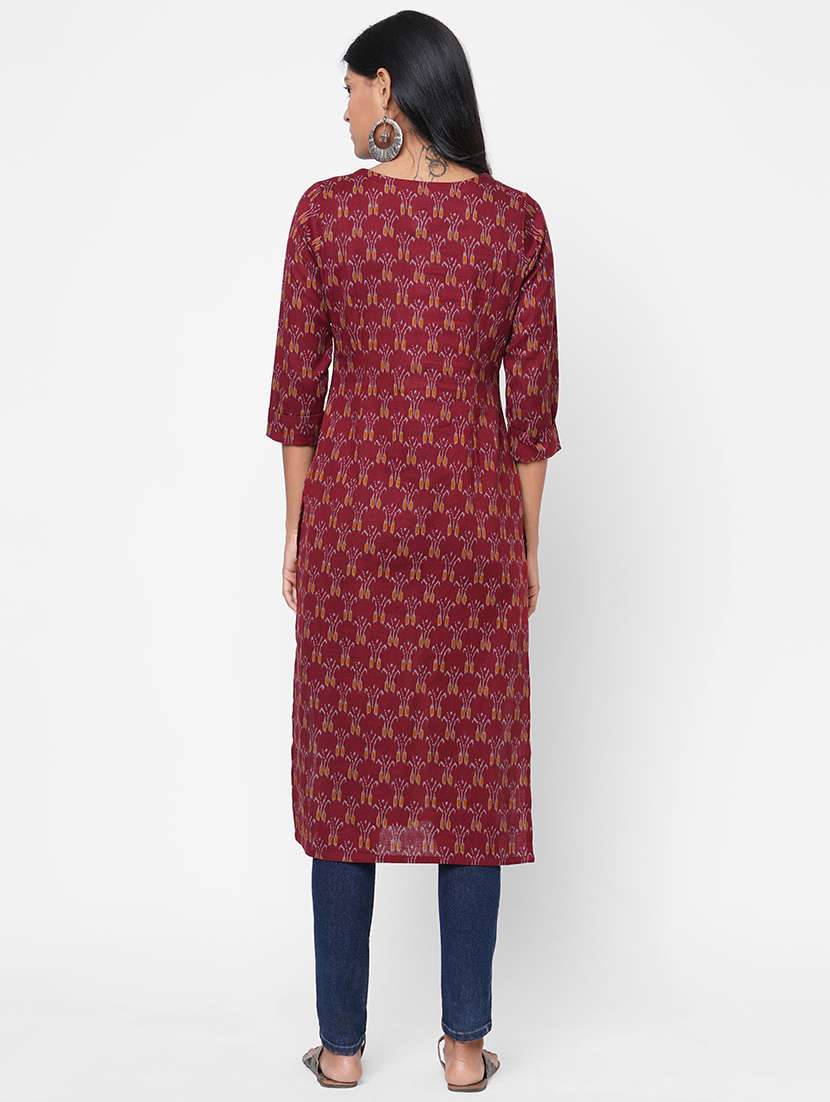 ikat printed straight kurta - 17785772 - Standard Image - 2