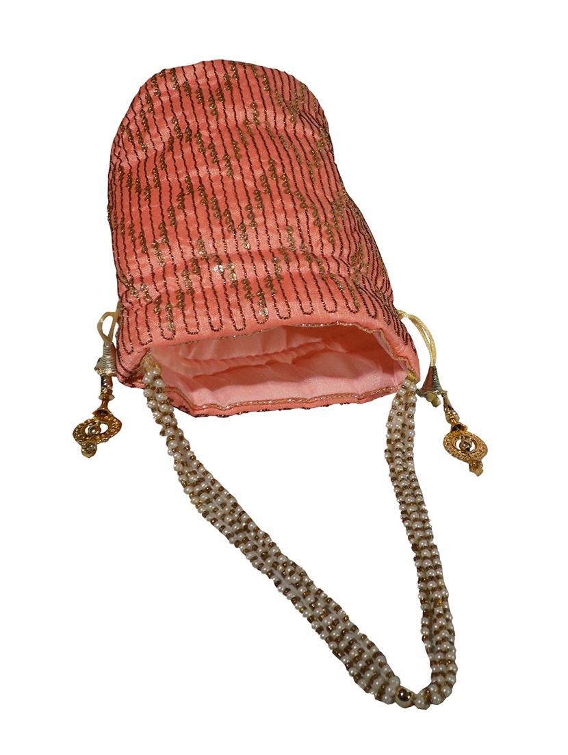 pink colored canvas ethnic potli - 17786515 -  Standard Image - 2