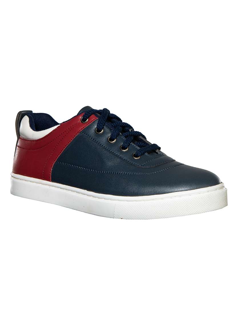 navy leather lace up sneakers