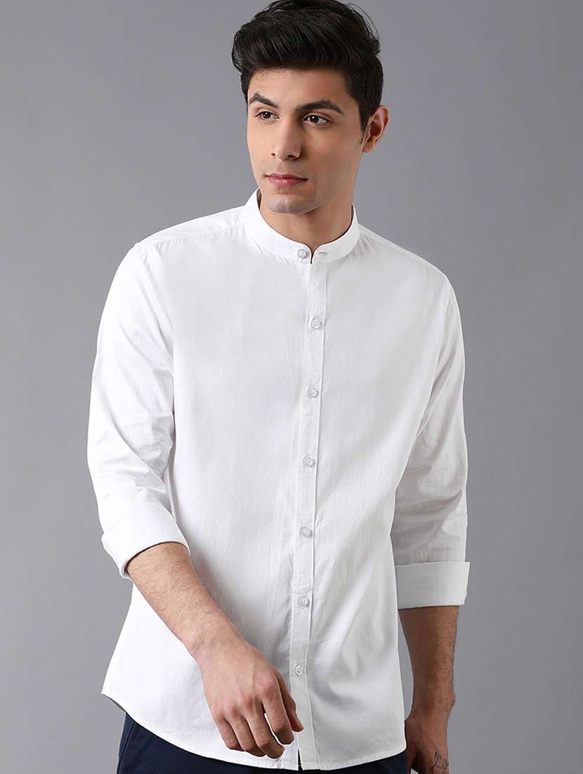 white solid casual shirt