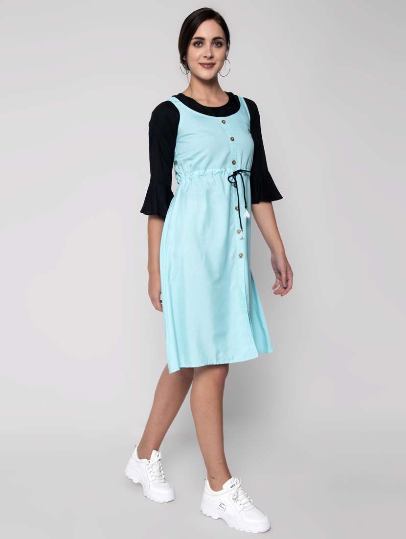 drawstring waist solid dungaree dress - 17790409 -  Standard Image - 2