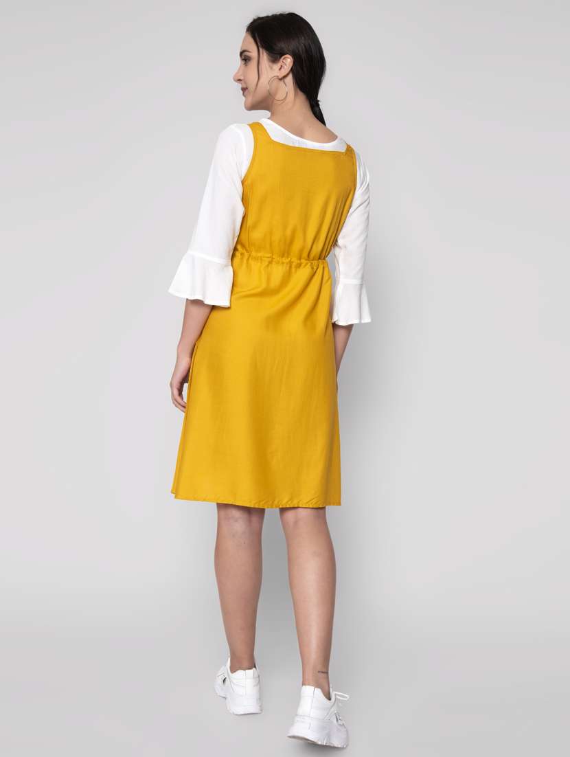 drawstring waist solid dungaree dress - 17790411 - Standard Image - 2
