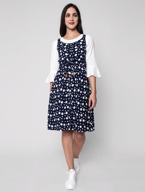 drawstring waist printed dungaree dress - 17790412 -  Standard Image - 0