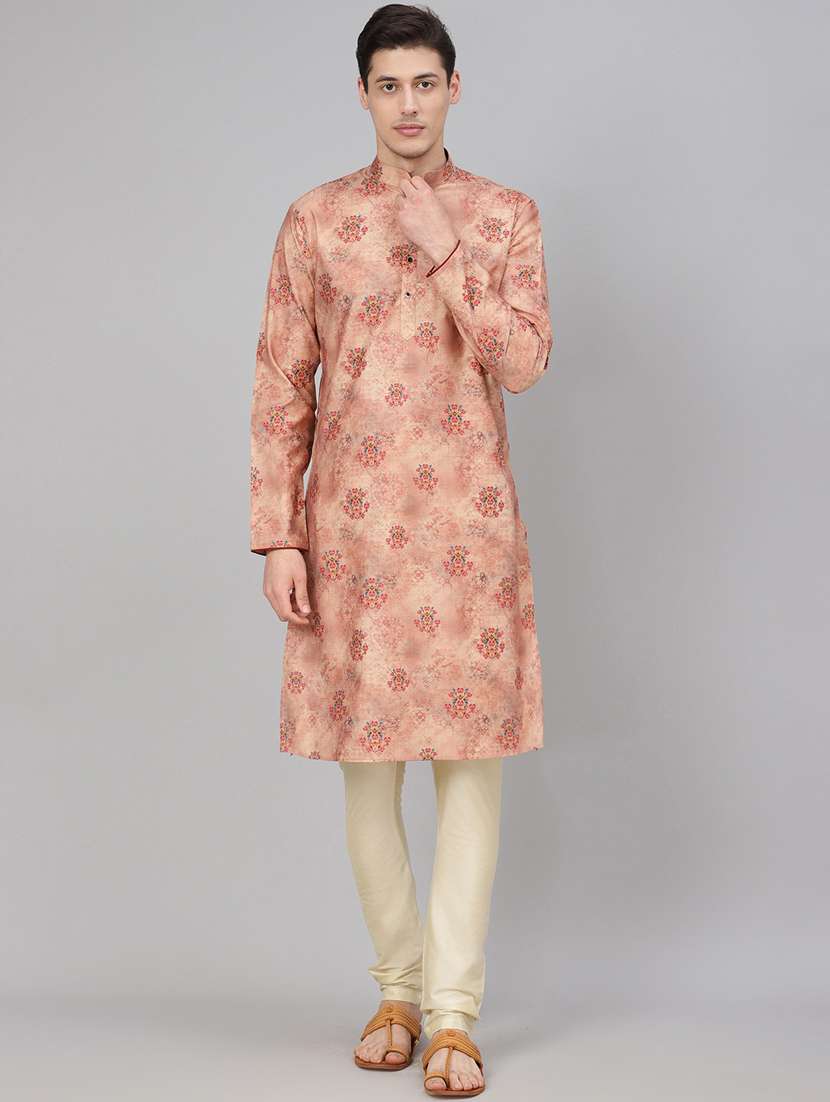 pink printed kurta pyjama set