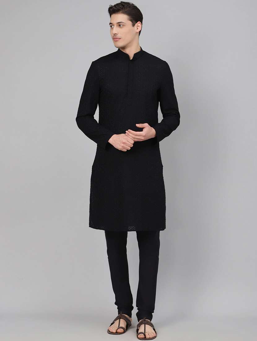 black embroidered kurta pyjama set
