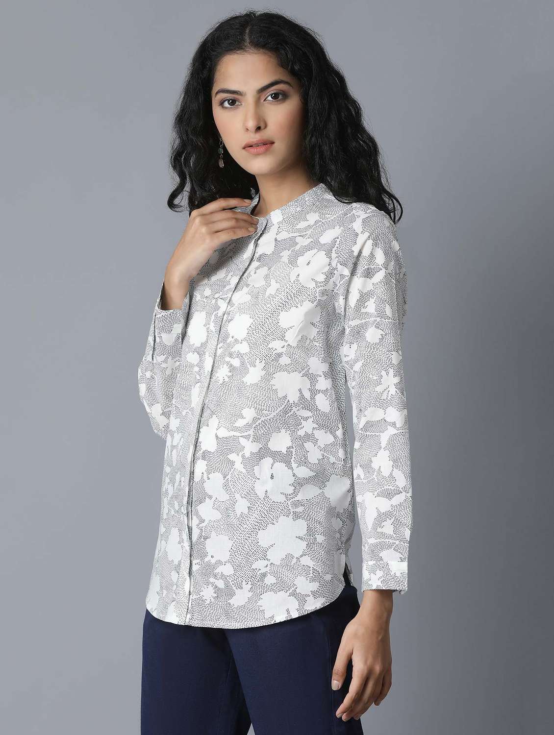 mandarin neck floral shirt  - 17791046 -  Standard Image - 2