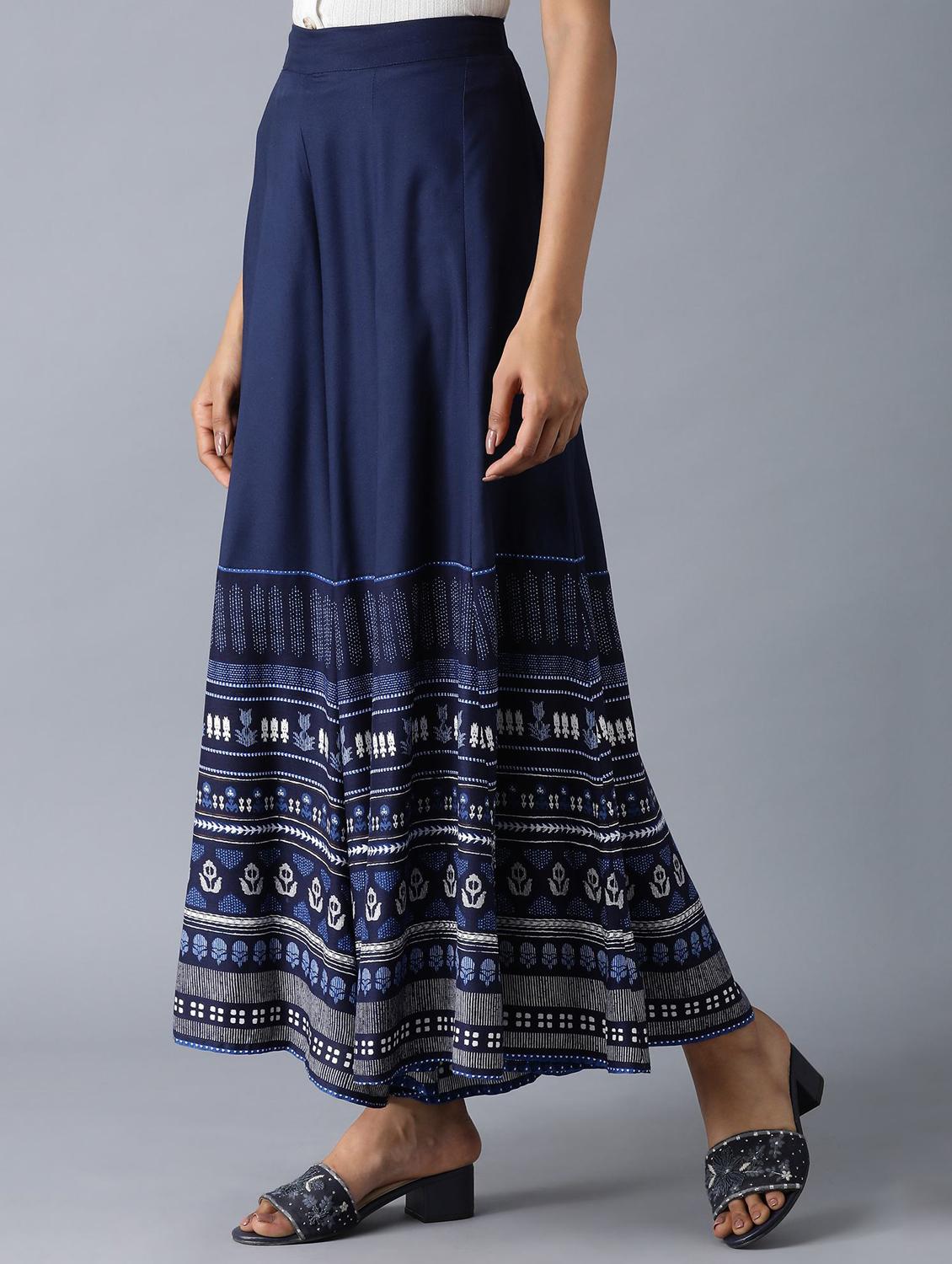 dark blue cotton flared skirt - 17791063 - Standard Image - 2