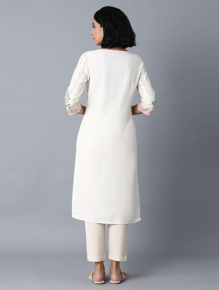 embroidered straight kurta - 17791127 -  Standard Image - 2