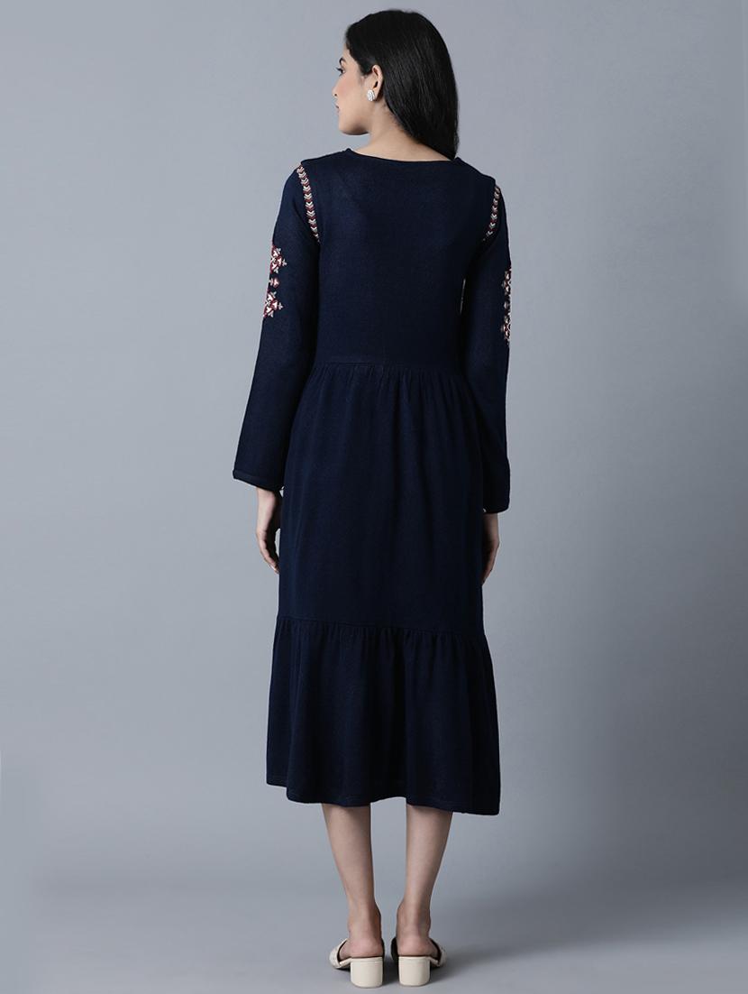 embroidered solid ethnic dress - 17791191 - Standard Image - 2