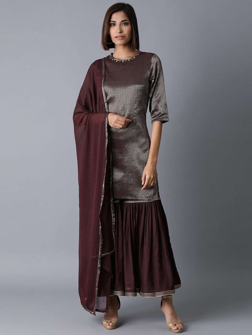 printed kurta sharara set with dupatta