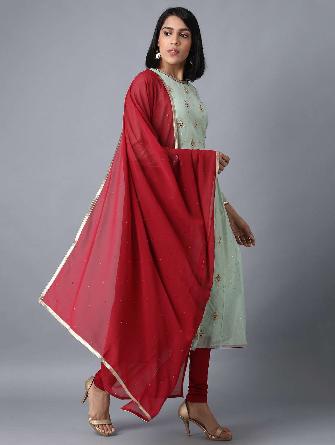 embellished kurta churidaar set - 17791455 -  Standard Image - 2