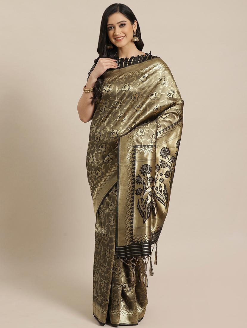 women's self design black colored saree with blouse - 17792079 - Zoom Image - 0