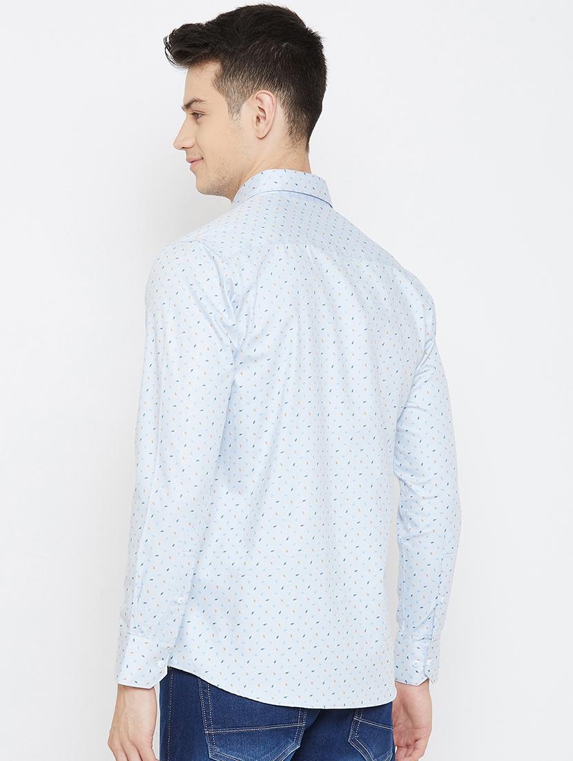 light blue printed casual shirt - 17792179 - Standard Image - 2
