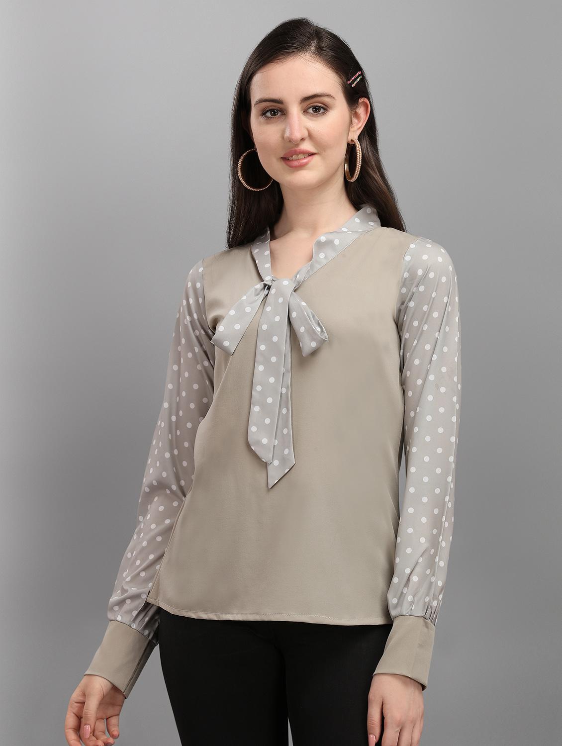 tie up neck printed top - 17793636 - Standard Image - 2