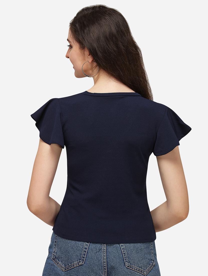 overlap neck solid top - 17793650 - Standard Image - 2