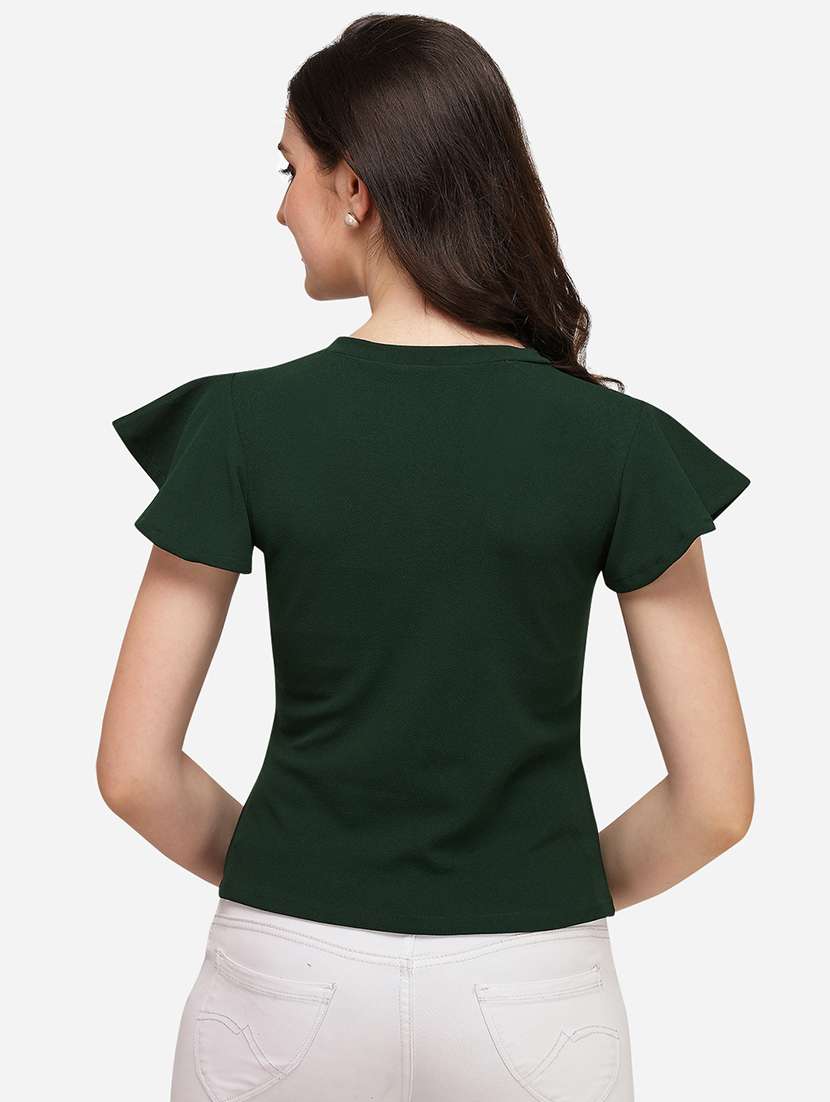 overlap neck solid top - 17793651 - Standard Image - 2