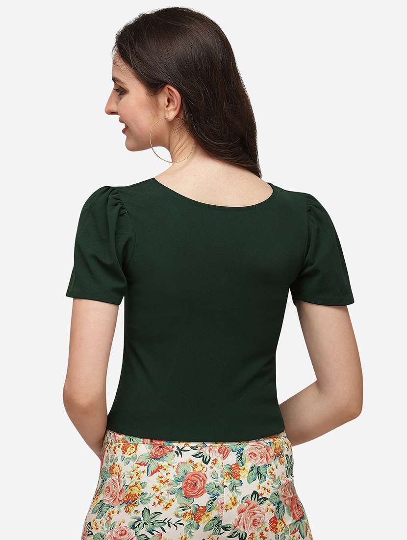 tie front solid crop top - 17793663 -  Standard Image - 2