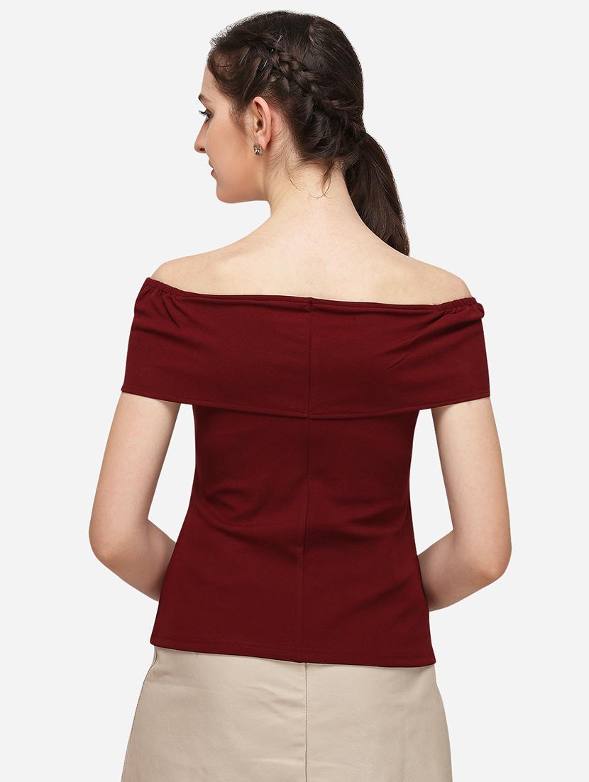 off shoulder solid top - 17793670 - Standard Image - 2