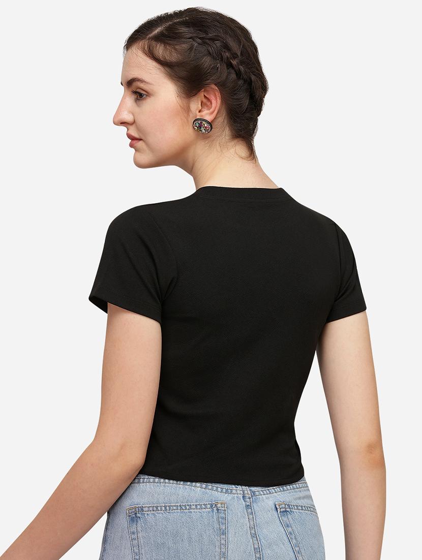 crew neck solid crop top - 17793673 - Standard Image - 2
