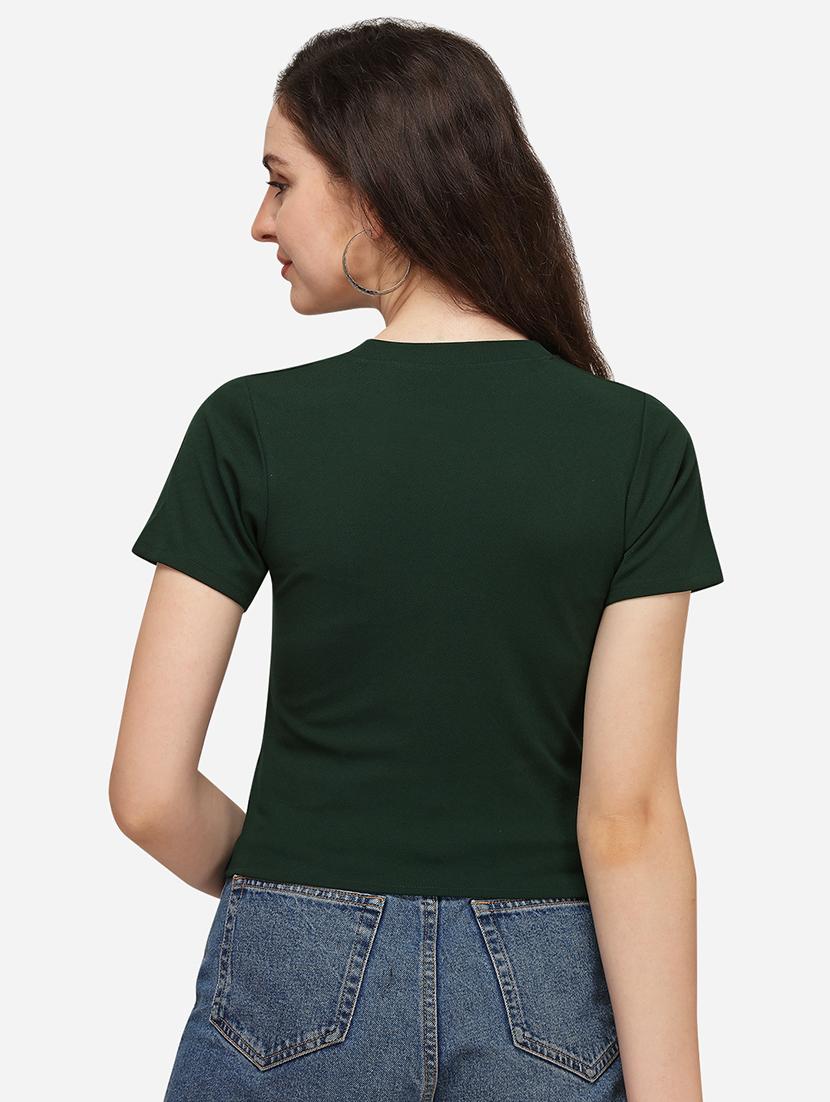 crew neck solid crop top - 17793675 - Standard Image - 2