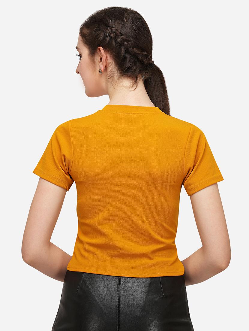 crew neck solid crop top - 17793677 - Standard Image - 2