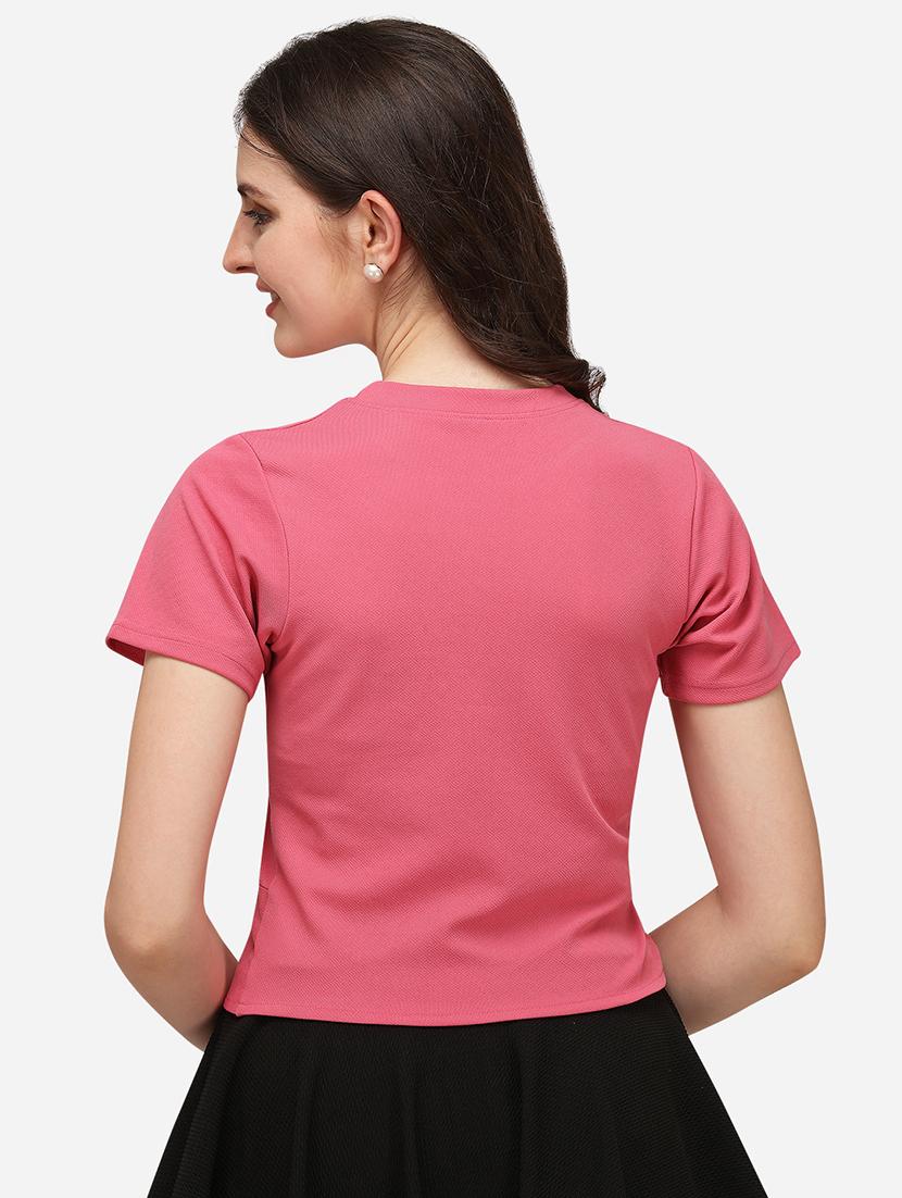 crew neck solid crop top - 17793678 - Standard Image - 2