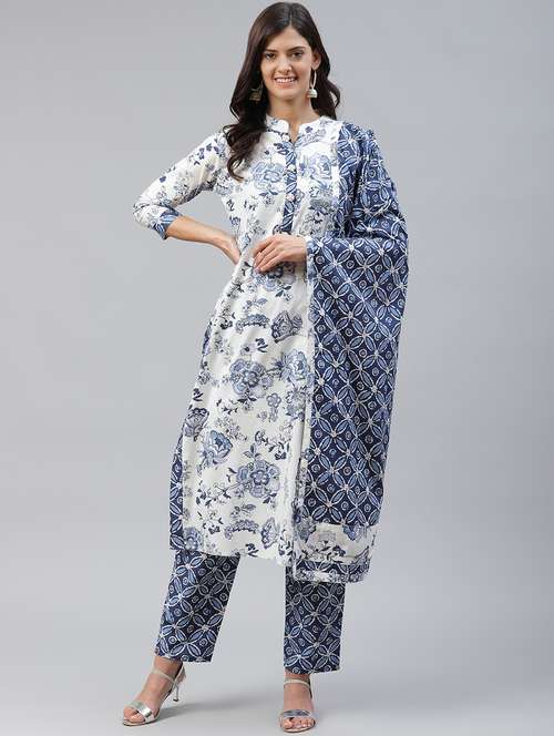 printed kurta pant set with dupatta - 17794551 - Standard Image - 0
