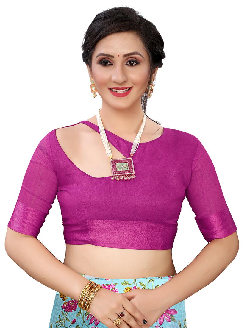 blue linen saree with blouse - 17794943 - Standard Image - 2