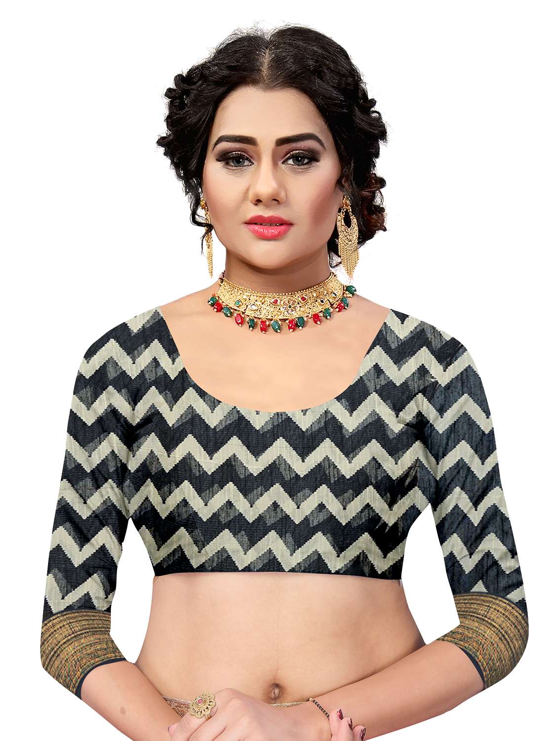 black linen saree with blouse - 17794948 -  Standard Image - 2