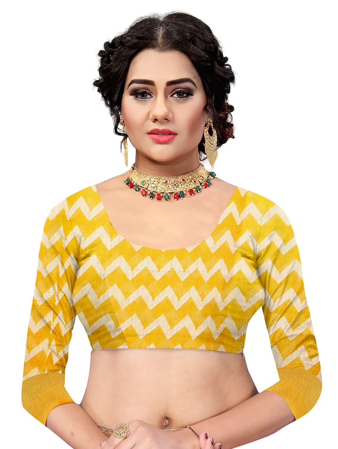 yellow linen saree with blouse - 17794955 -  Standard Image - 2
