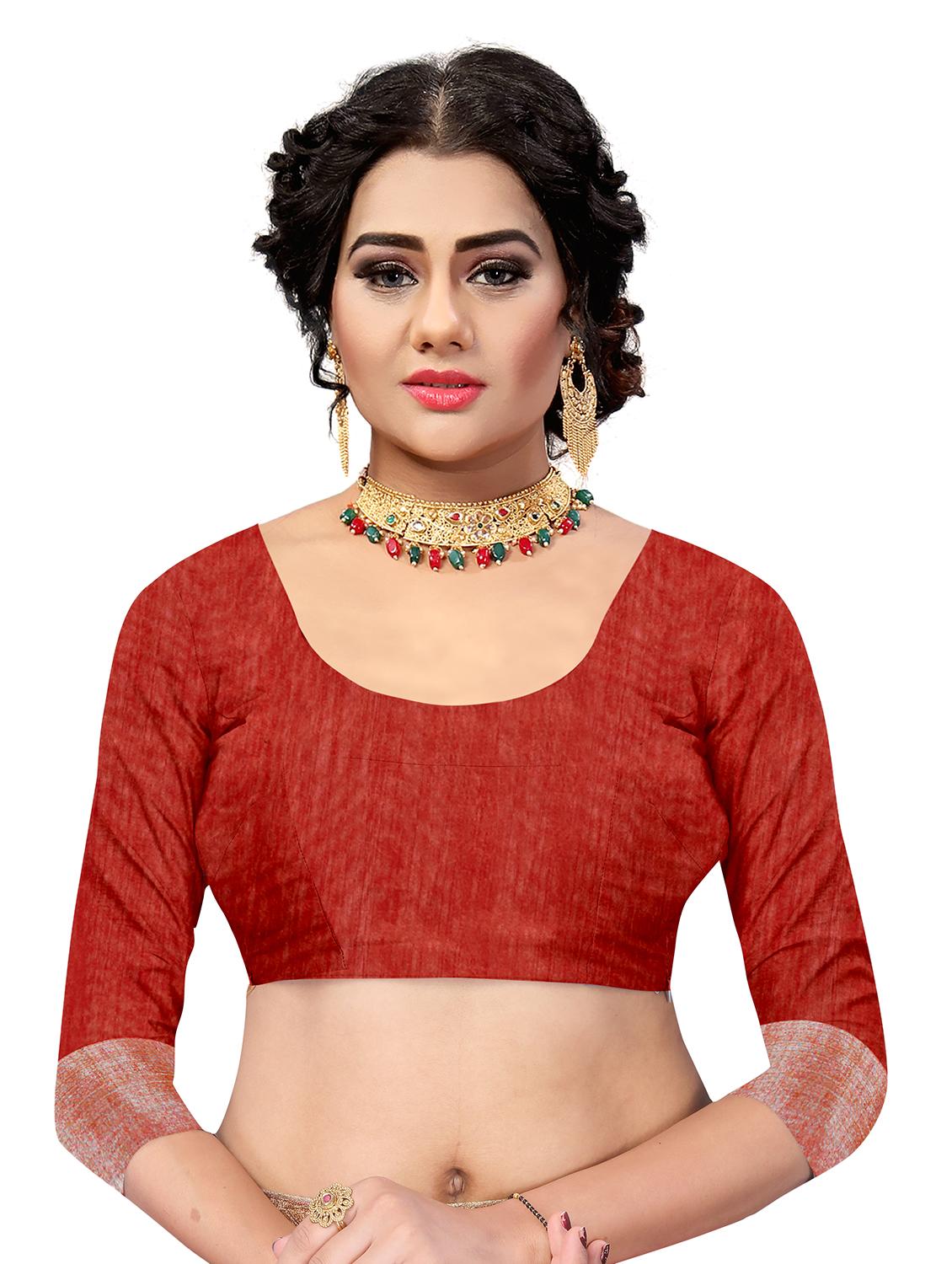 pink linen saree with blouse - 17794956 - Standard Image - 2