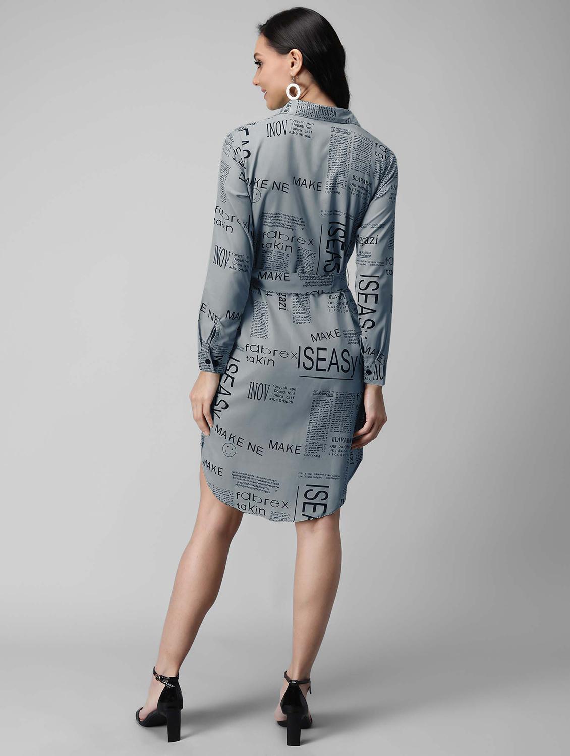 tie front printed shirt dress - 17795248 - Standard Image - 2