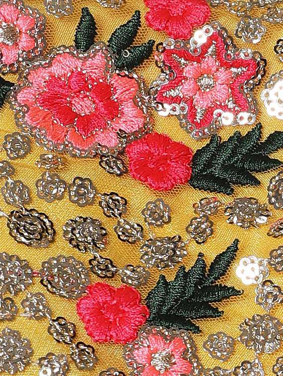 Mustard Net Flared Lehenga