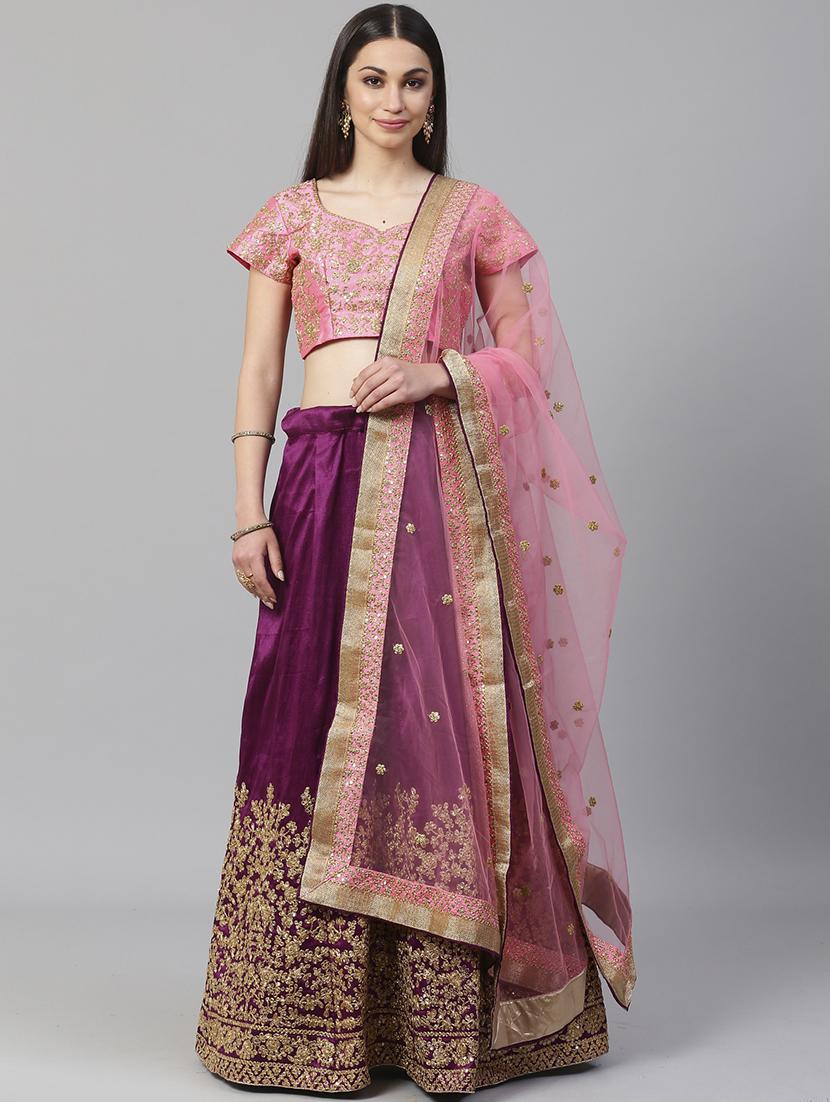 purple art silk aline lehenga - 17795690 - Zoom Image - 0