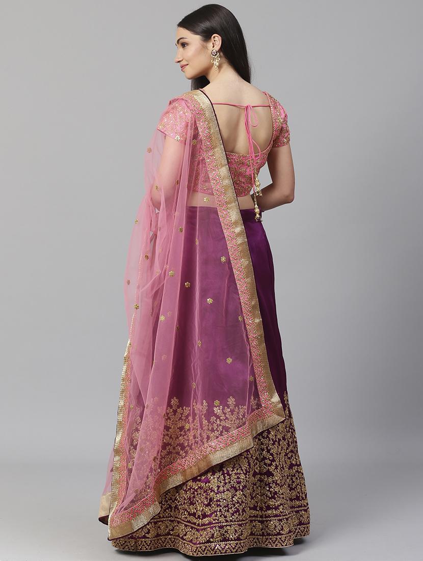 purple art silk aline lehenga - 17795690 - Standard Image - 2