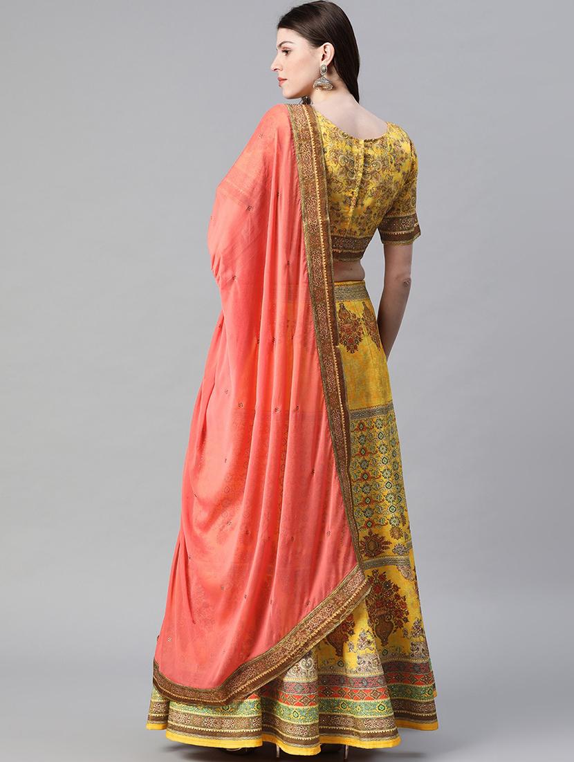 yellow art silk flared lehenga - 17795748 - Standard Image - 2