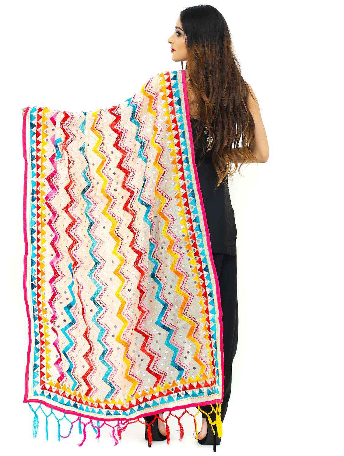 white chanderi dupatta - 17796032 - Standard Image - 2
