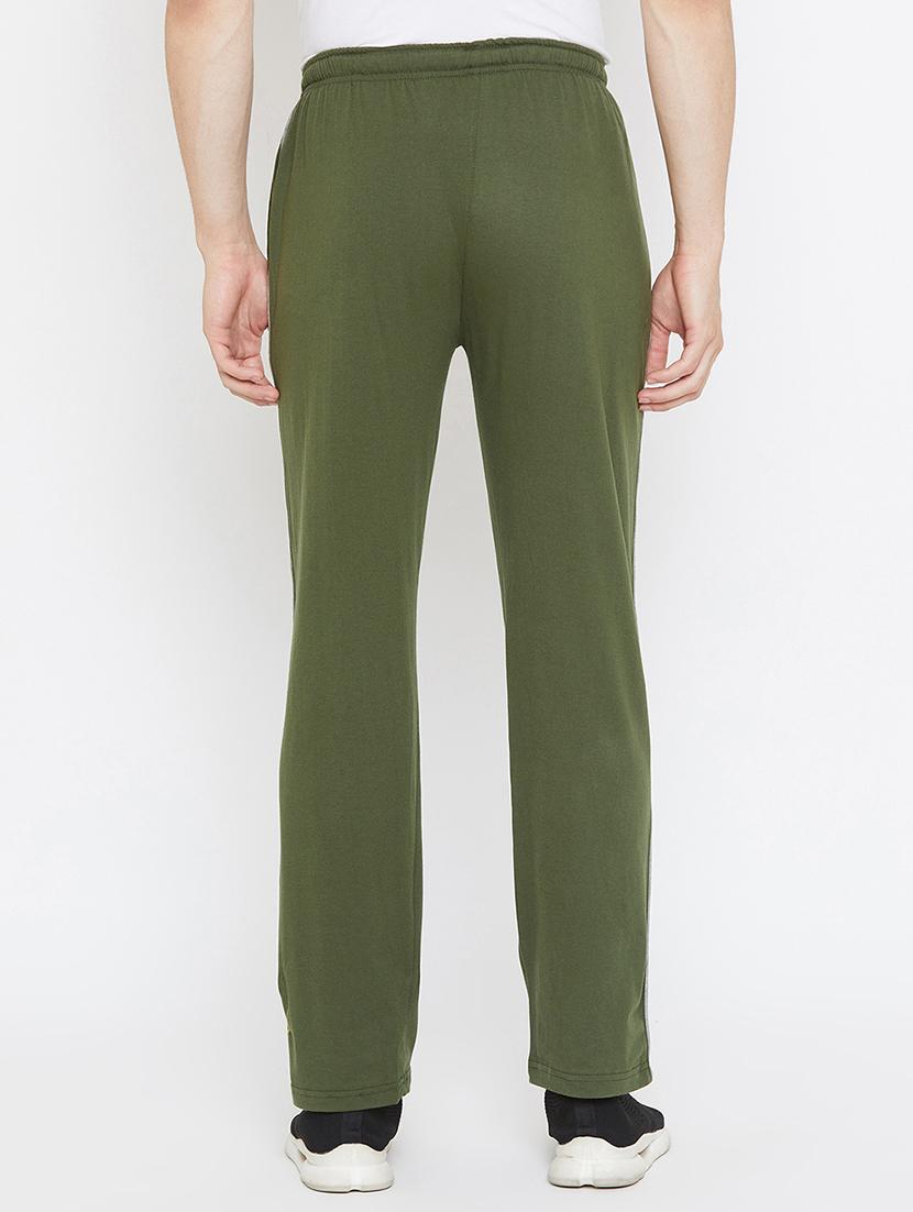 olive green printed full length track pant - 17796075 - Standard Image - 2