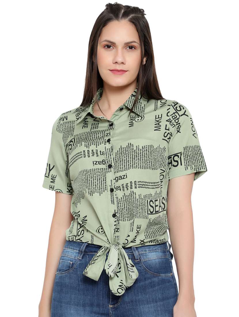 tie front printed shirt