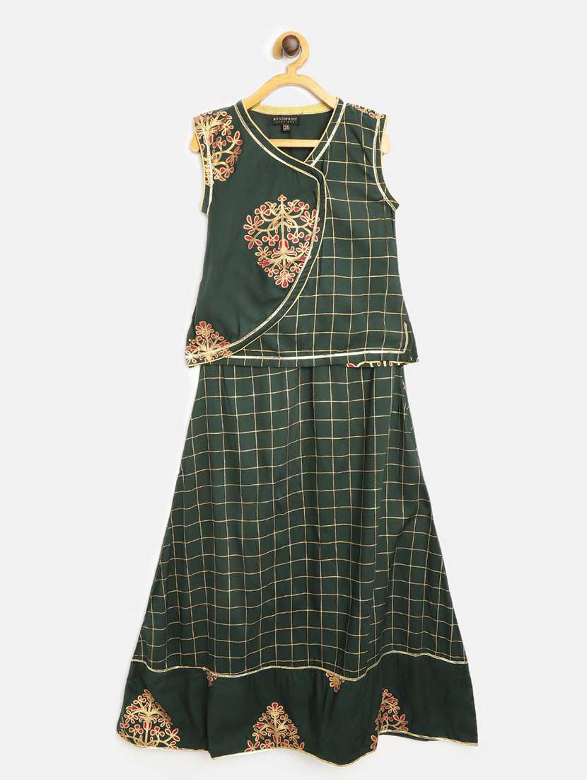 green viscose lehenga choli