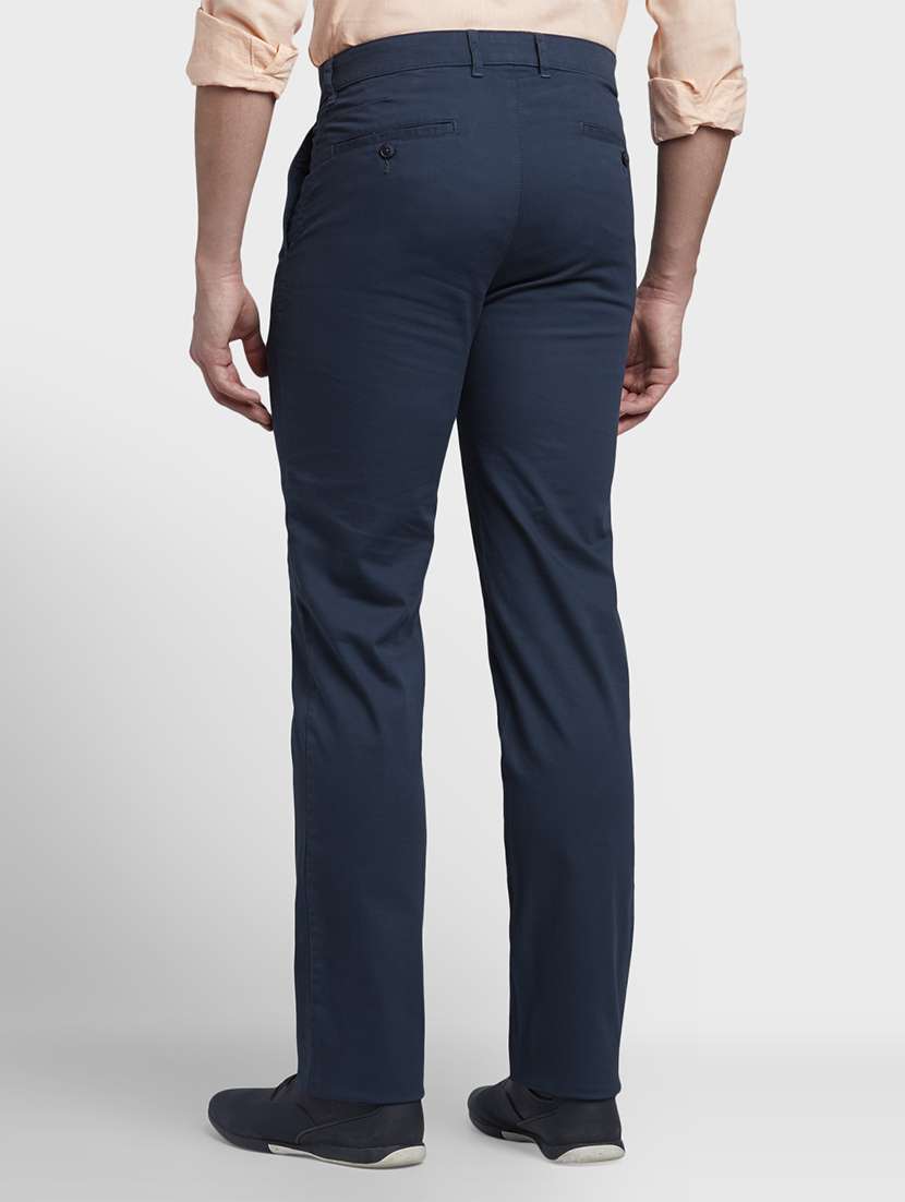 navy blue solid chinos casual trouser - 17799538 -  Standard Image - 2