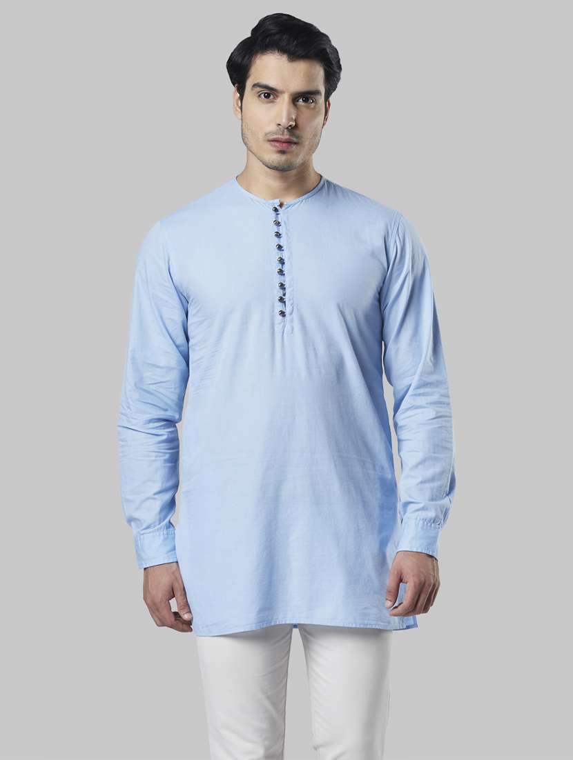 blue solid short kurta